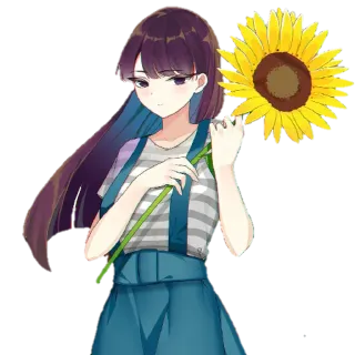 🥰 Komi Shouko Komi Can't Communicate Anime, Mädchen, Blume, Sonnenblume, Komi Can't Communicate, Komi Shouko, süß telegram sticker