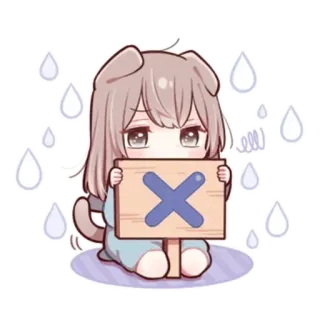 🦋 Anime, Chica, Error, Triste, Lágrimas, Señal, X telegram sticker