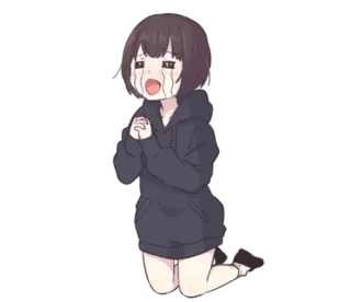 😳 chorando, garota anime, implorando, triste, emocional, kawaii telegram sticker
