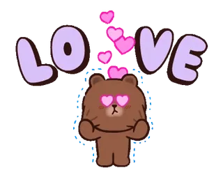 😍 LOVE amor, urso, desenho animado, fofo, olhos de coração, romance, dia dos namorados telegram sticker