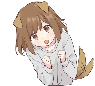 😲 Anime, Anjing, Gadis, Kartun, Stiker telegram sticker