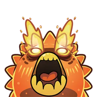 😡 monstruo, naranja, dibujo animado, fuego, expresión, criatura whatsapp sticker