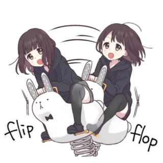 😶 Flip Flop Аниме, Девушка, Ездить, Кролик, Весна, Милый telegram sticker