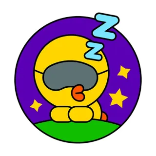 💔 鸭子, 睡觉, 卡通, 眼罩, 星星, zzz, 可爱 telegram sticker