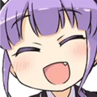 😄 アニメ, 漫画, ステッカー, 紫髪, 幸せ, かわいい, 女性 whatsapp sticker