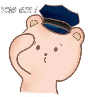🫡 YES SIR! bear, officer, cartoon, greeting, salute, respect telegram sticker