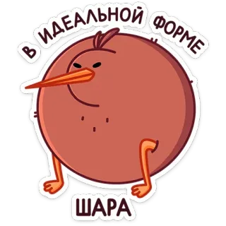 🫥 В ИДЕАЛЬНОЙ ФОРМЕ ШАРА Kiwi, Pájaro, Redondo, Forma, Divertido, Dibujo animado, Pegatina telegram sticker