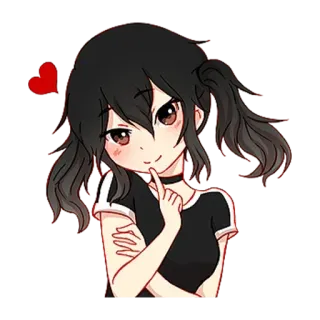 😻 Anime, Desenho animado, Garota, Coração, Fofo, Ilustração telegram sticker