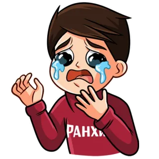 😭 РАНХИГС crying, sad, cartoon, boy, tears telegram sticker
