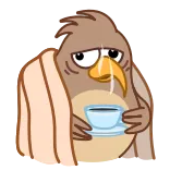 ☕️ bird, coffee, sleepy, cute, exhausted, tired telegram sticker