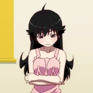 😔 Hanekawa Tsubasa Monogatari Anime, Fofo, Sério, Garota, Hanekawa, Tsubasa, Monogatari, Mulher telegram sticker