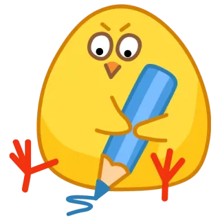 ✏ chick, bird, drawing, cartoon, sticker, yellow, pencil telegram sticker