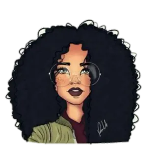 🤓 wanita, potret, rambut hitam, kacamata, gambar, ilustrasi whatsapp sticker