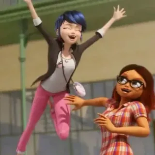 🎉 Marinette Miraculous: Tales of Ladybug & Cat Noir Marinette, Alya, amigos, feliz, Miraculous Ladybug telegram sticker
