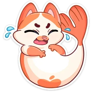 😂 Katze, Fisch, weinen, Cartoon, süß, Tier telegram sticker