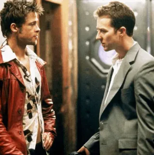 👊 Tyler Durden Fight Club Fight Club, Tyler Durden, Brad Pitt, Edward Norton, Film, Kultfilm telegram sticker