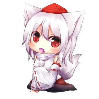 😍 Chibi, Anime, Ragazza volpe, Carino, Kawaii, Occhi rossi whatsapp sticker