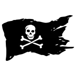 🏴 Caveira, Ossos cruzados, Bandeira pirata, Jolly Roger, Bandeira, Pirata, Perigo, Símbolo telegram sticker