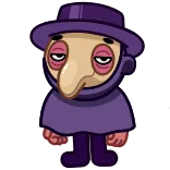 😏 personaje, morado, sombrero, máscara whatsapp sticker