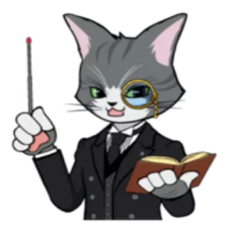 🧐 고양이, 외알안경, 책, 턱시도, 교수, 선생님, 의인화, 고양이과 telegram sticker