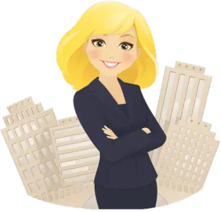 😊 Geschäftsfrau, Gebäude, professionell, Erfolg, Cartoon, blond, Anzug whatsapp sticker