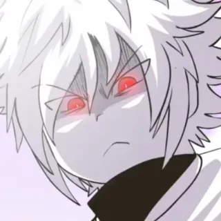 🥀 anime, rabbia, occhi rossi, capelli bianchi, personaggio telegram sticker