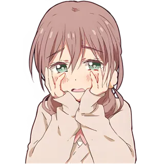 😢 อนิเมะ, ผู้หญิง, เศร้า, ร้องไห้, อารมณ์, การ์ตูน, ตัวละคร telegram sticker