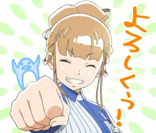 👊 よろしくー! Anime, Meisje, Wijzend, Vriendelijk, Kawaii, Pinguïn telegram sticker