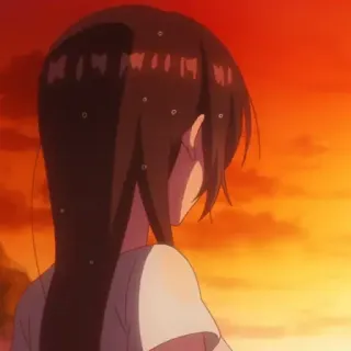 👼 anime, chica, triste, atardecer, llorosa, emoción, pelo largo telegram sticker
