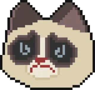 😺 Grumpy Cat сердитый кот, мем, кот, интернет-мем, сердитый, животное, пиксель арт telegram sticker