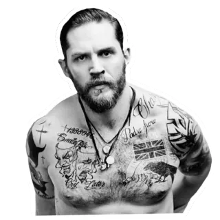 🤓 Padre uomo, attore, tatuaggio, ritratto, bianco e nero telegram sticker