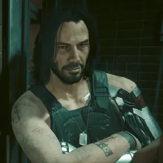 🎸 Johnny Silverhand Cyberpunk 2077 video game, cyborg, Johnny Silverhand, Cyberpunk 2077, Keanu Reeves telegram sticker