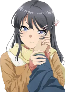🤗 Anime, Fille, Mignon, Brune, Sourire, Vêtements d'hiver telegram sticker