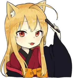 👍 Anime, Garota gato, Mangá, Fofo, Orelhas whatsapp sticker
