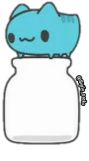 🍶 @Style_packs 고양이, 병, 귀여운, 파란색, 스티커, 동물, 카와이 telegram sticker