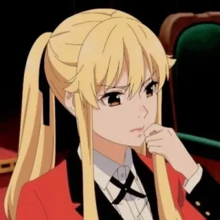 🦮 Mary Saotome Kakegurui Anime, Manga, Mary Saotome, Kakegurui, rubia, pensativa telegram sticker