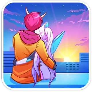 🌆 amor, casal, pôr do sol, fofo, fantasia, horizonte telegram sticker