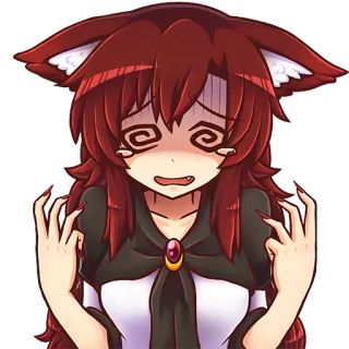 😖 애니, 만화, 고양이 귀, 여우 귀, 걱정, 무서워, 애니 여자, 만화 여자 telegram sticker