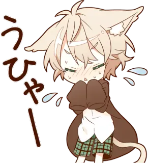 😥 うひゃー Аниме, Кэтбой, Каваий, Милый whatsapp sticker