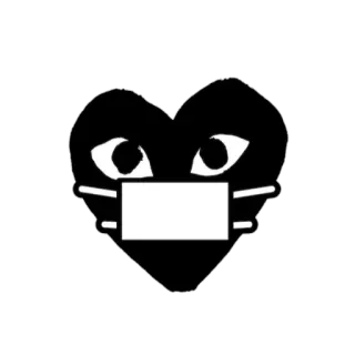 😷 heart, eyes, mask, black, white telegram sticker