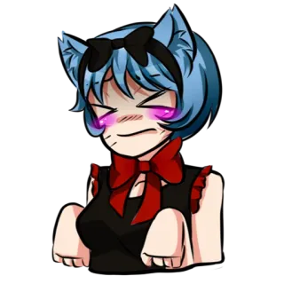 😫 anime, gadis kucing, imut, tersipu, kartun whatsapp sticker