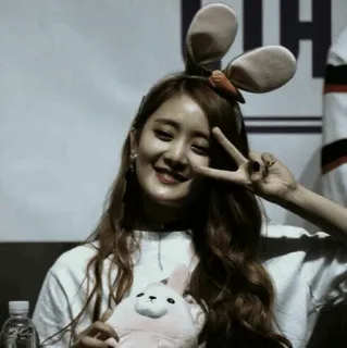 ⛲️ woman, bunny ears, smile, korean telegram sticker