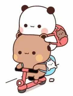 🐻 熊猫, 熊, 滑板车, 可爱, 卡通, 动物 telegram sticker