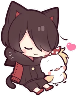 😴 Anime, Gatto, Chibi, Kawaii, Carino, Animale, Cartone animato, Adesivo whatsapp sticker
