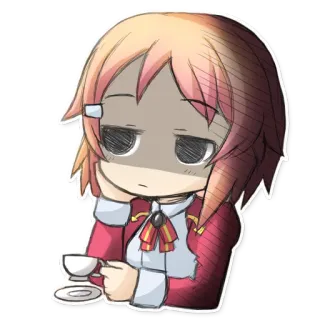 😥 cô gái anime, trà, chibi, hoạt hình, kawaii telegram sticker
