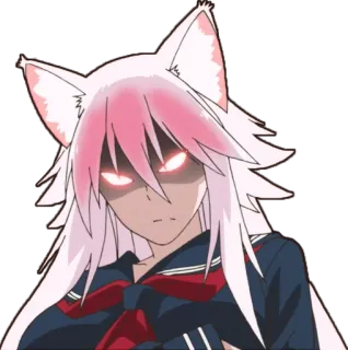 😡 anime, cô gái mèo, tức giận, đồng phục học sinh, cô gái, tai, dễ thương telegram sticker