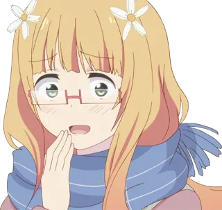 😰 Anime, Garota, Desenho animado, Bonito, Personagem, Cachecol, Óculos telegram sticker