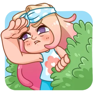 🫡 kreskówka, postać, dziewczyna, patrzący, słodki, ilustracja, naklejka telegram sticker