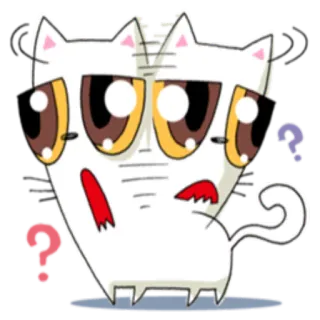 ❓ kot, kreskówka, zwierzę, słodki, naklejka, ilustracja, zdezorientowany, znak zapytania whatsapp sticker