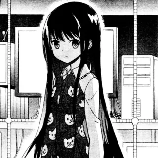 🫶 Anime, Manga, Meisje, Zwart haar, Illustratie, Leuk telegram sticker